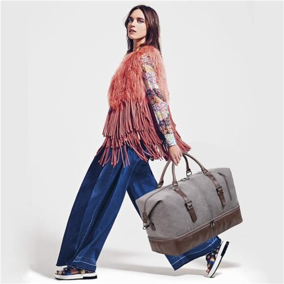 Duffle Bag with Shoe Pouch Grey